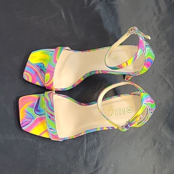 BRAND NEW ROUGE HELUIM SQUARE TOE OPEN TOE ADJUSTABLE BUCKLE  STRAP SANDAL G1 - Picture 8 of 14